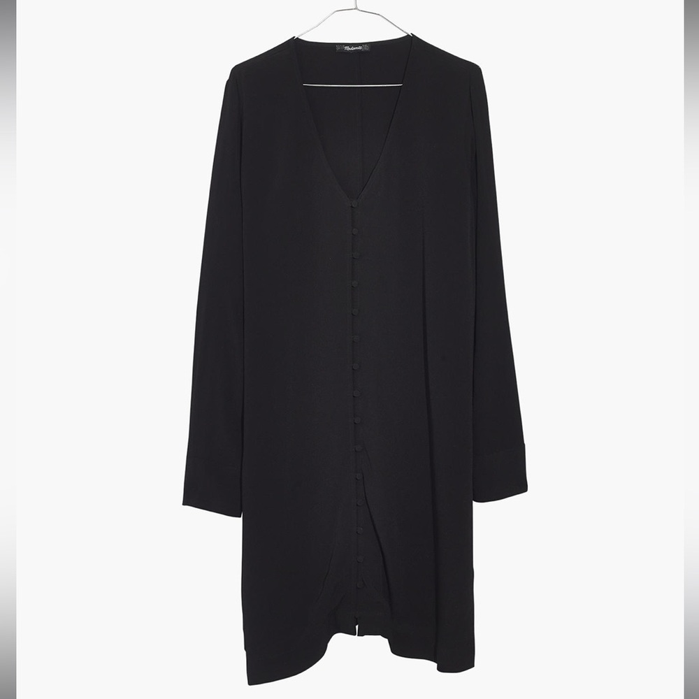 madewell heather long sleeve button front dress